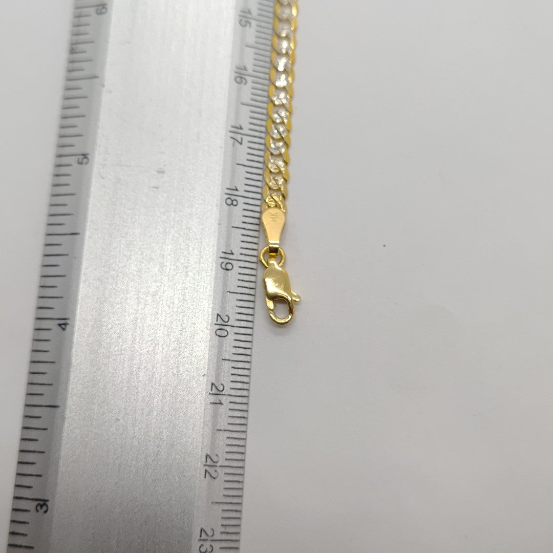 PULSERAS TEJIDO BARBADA DIAMANTADA ORO 14K 21 CM 5.1 GR (NUEVO)