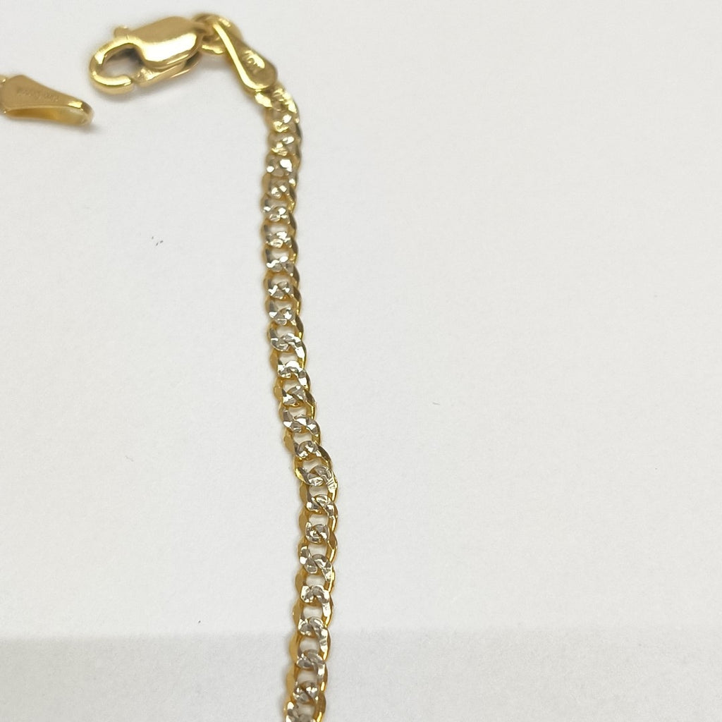 PULSERAS BARBADA DIAMANTADA ORO 14K 18 CM 2.4 GR (NUEVO)