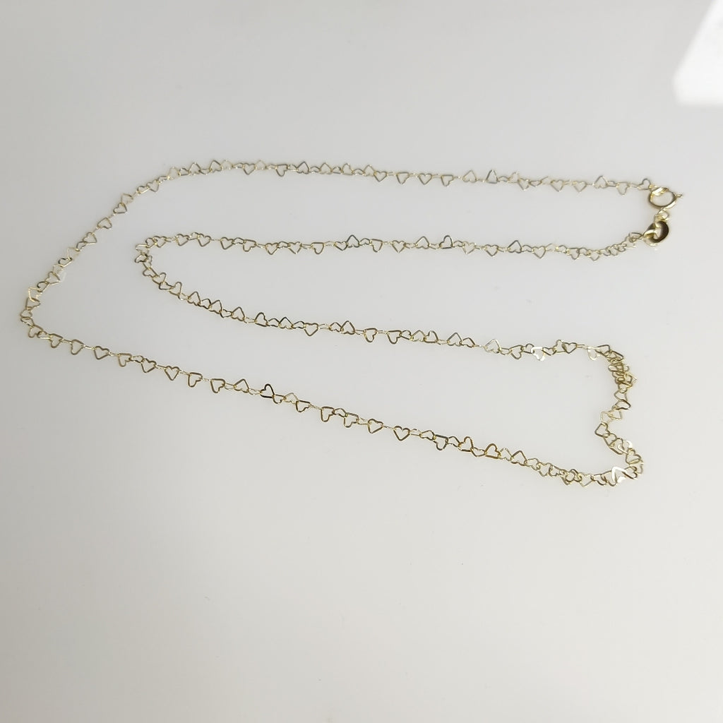 CADENAS TEJIDO CORAZONES ORO 10K 50 CM 1.4 GR (NUEVO)