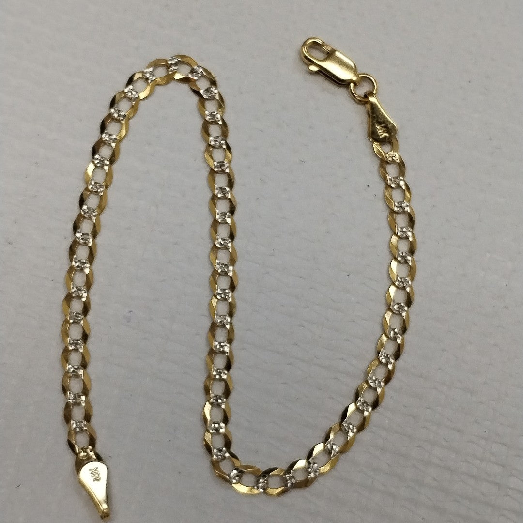 PULSERAS BARBADA DIAMANTADA ORO 14K 21 CM 3.6 GR (NUEVO)