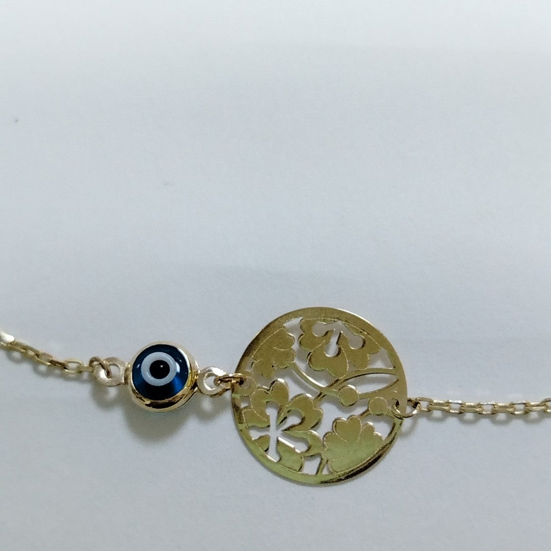PULSERAS TEJIDO ESPECIAL C/DIJE ORO 10K 18 CM 0.8 GR (NUEVO)