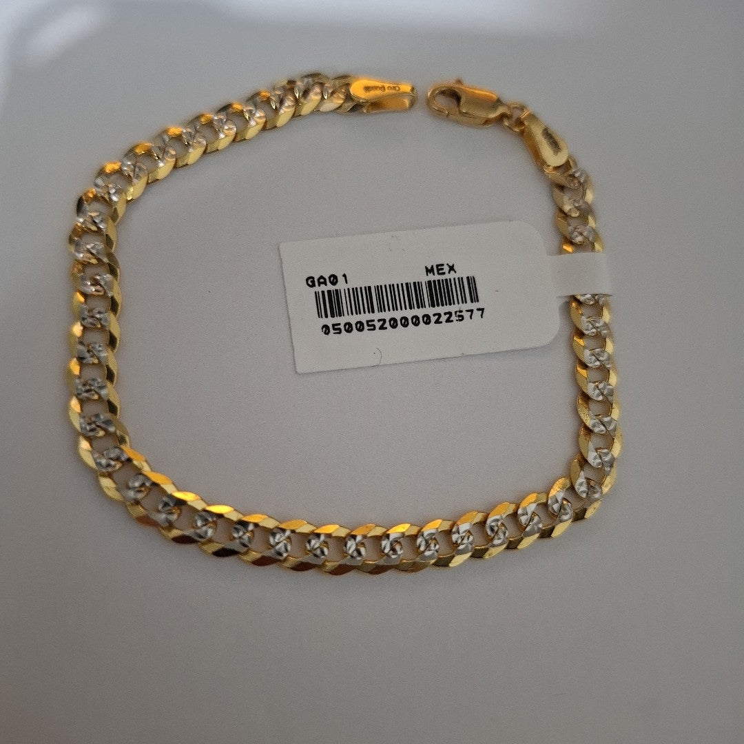 PULSERAS TEJIDO BARBADA DIAMANTADA ORO 14K 18 CM 6.8 GR (NUEVO)