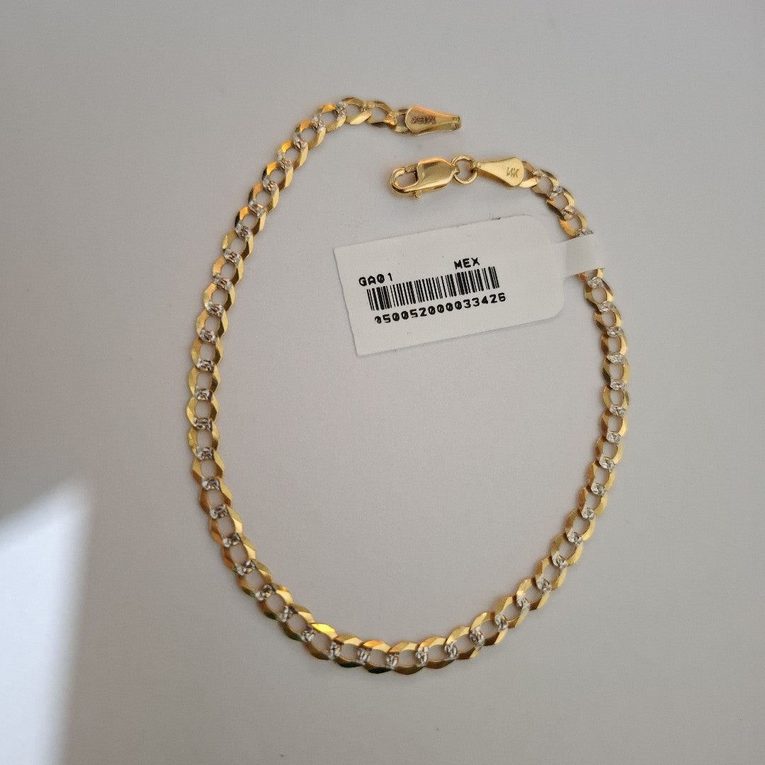 PULSERAS BARBADA DIAMANTADA ORO 14K 21 CM 3.6 GR (NUEVO)