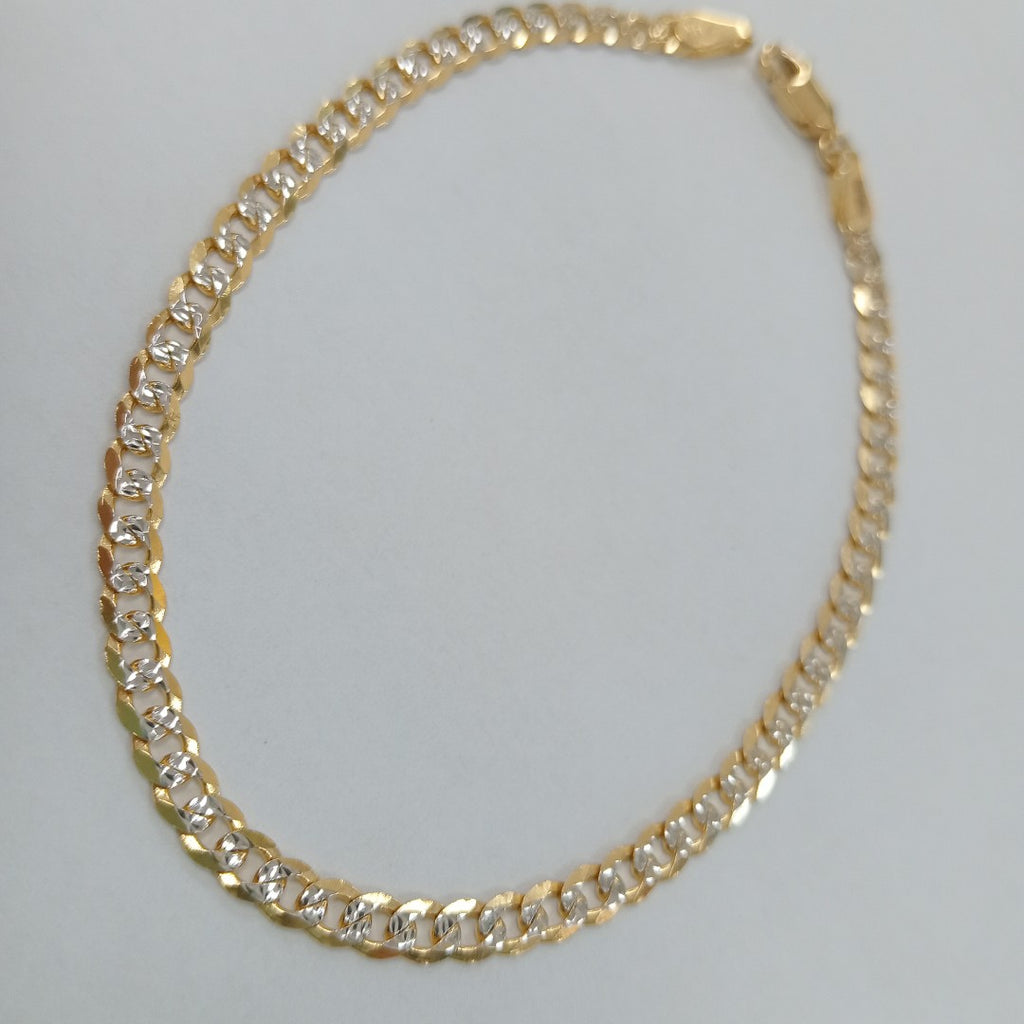 PULSERAS TEJIDO BARBADA DIAMANTADA ORO 14K 21 CM 5 GR (NUEVO)