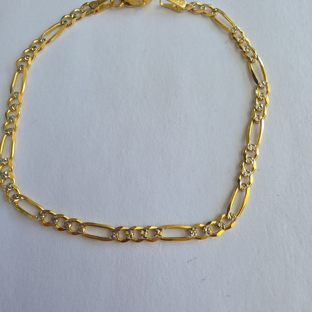 PULSERAS 3X1 DIAMANTADA ORO 14K 18 CM 3 GR (NUEVO)