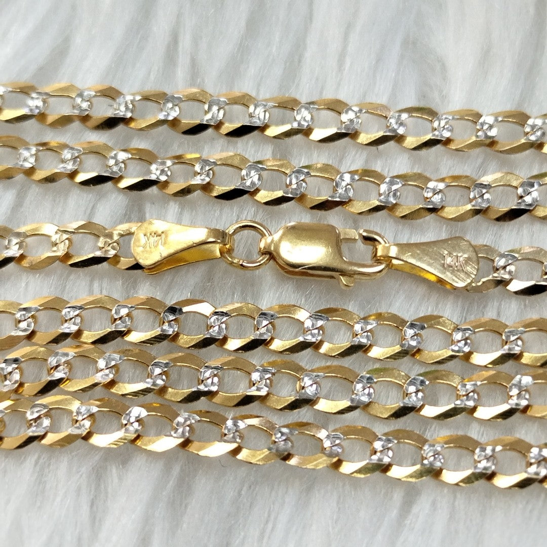 CADENAS BARBADA DIAMANTADA ORO 14K 60 CM 9.4 GR (NUEVO)