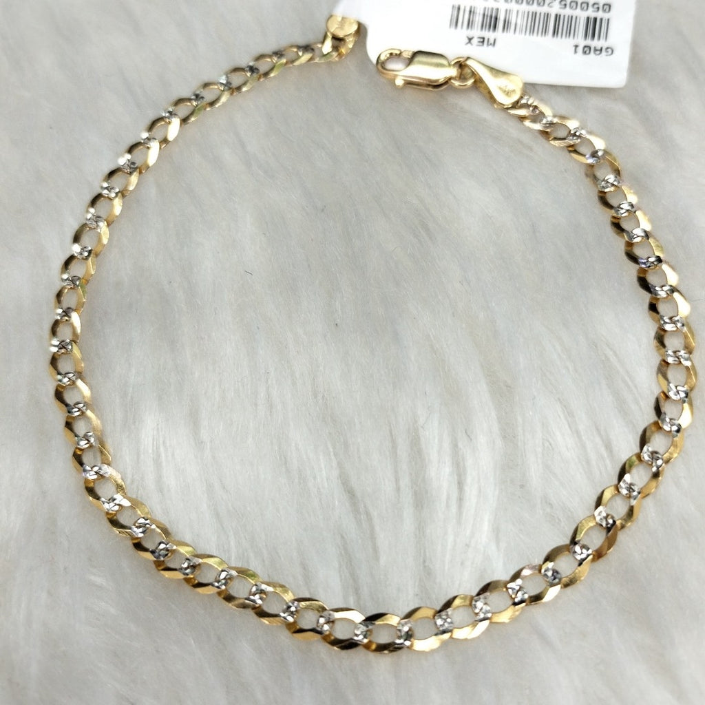 PULSERAS BARBADA DIAMANTADA ORO 14K 21 CM 3.6 GR (NUEVO)