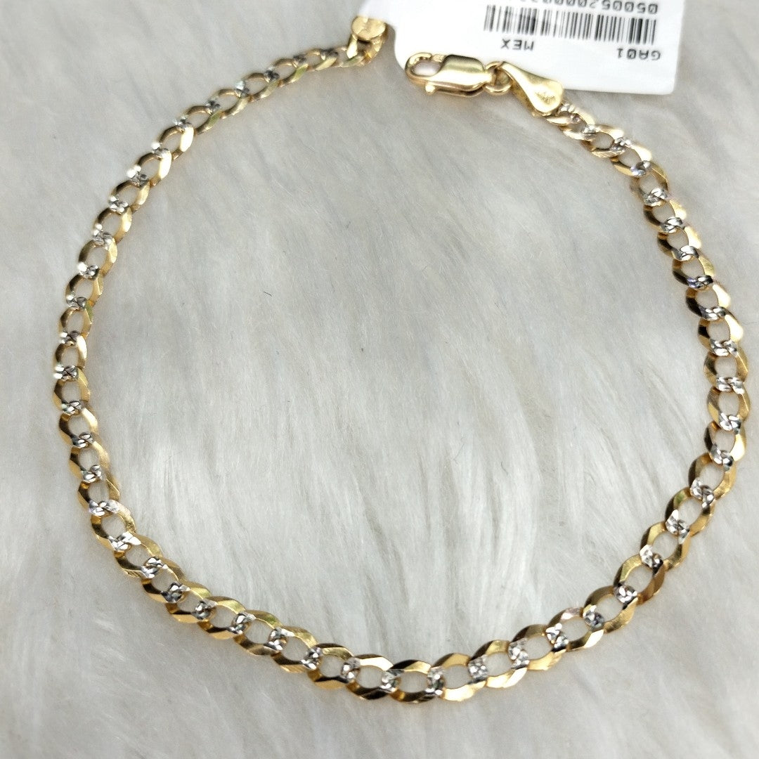 PULSERAS BARBADA DIAMANTADA ORO 14K 21 CM 3.6 GR (NUEVO)