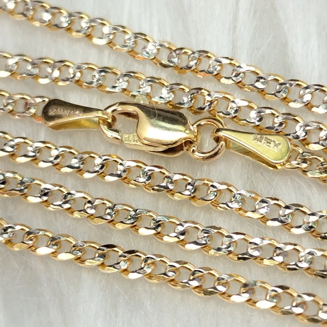 CADENAS BARBADA DIAMANTADA ORO 14K 55 CM 5.7 GR (NUEVO)