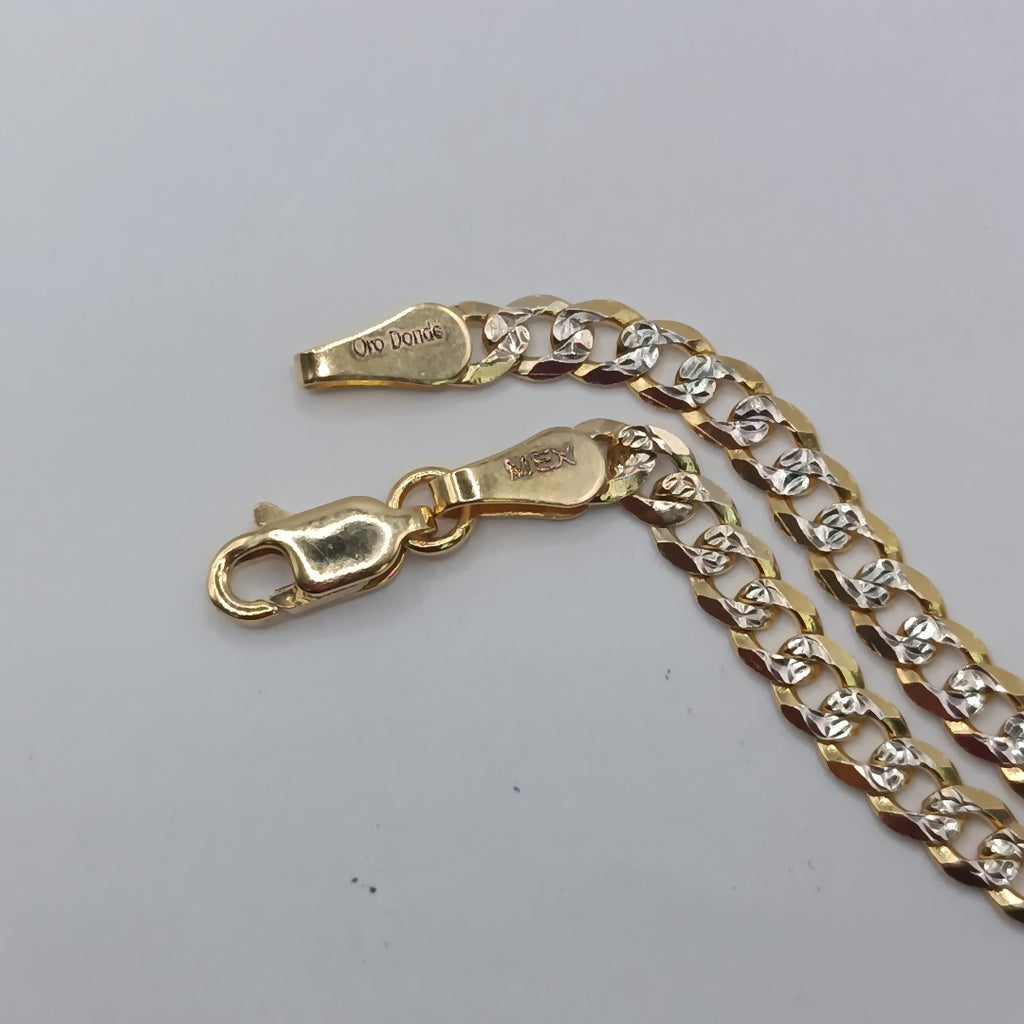 PULSERAS TEJIDO BARBADA DIAMANTADA ORO 14K 21 CM 5 GR (NUEVO)