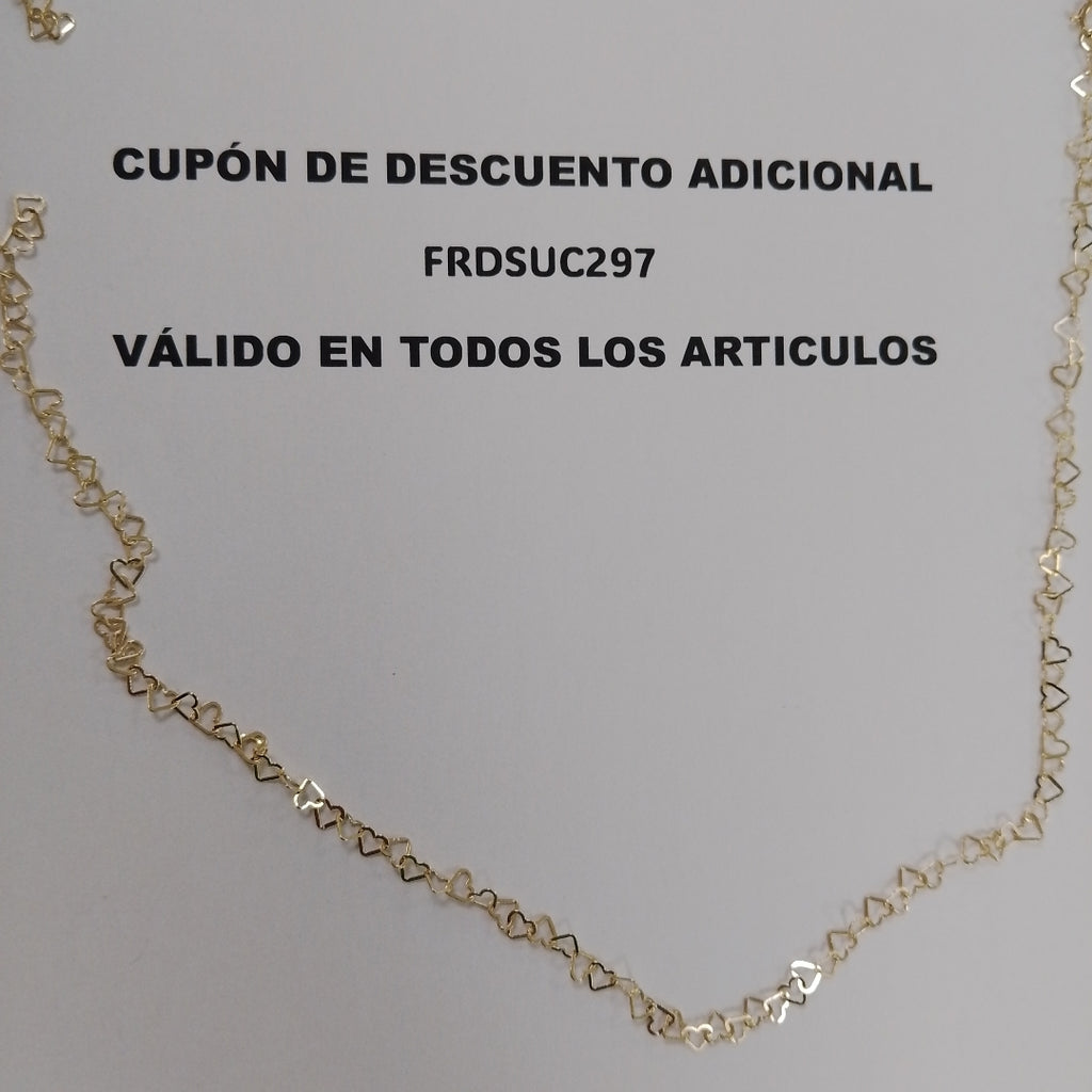 CADENAS TEJIDO CORAZONES ORO 10K 50 CM 2.5 GR (NUEVO)