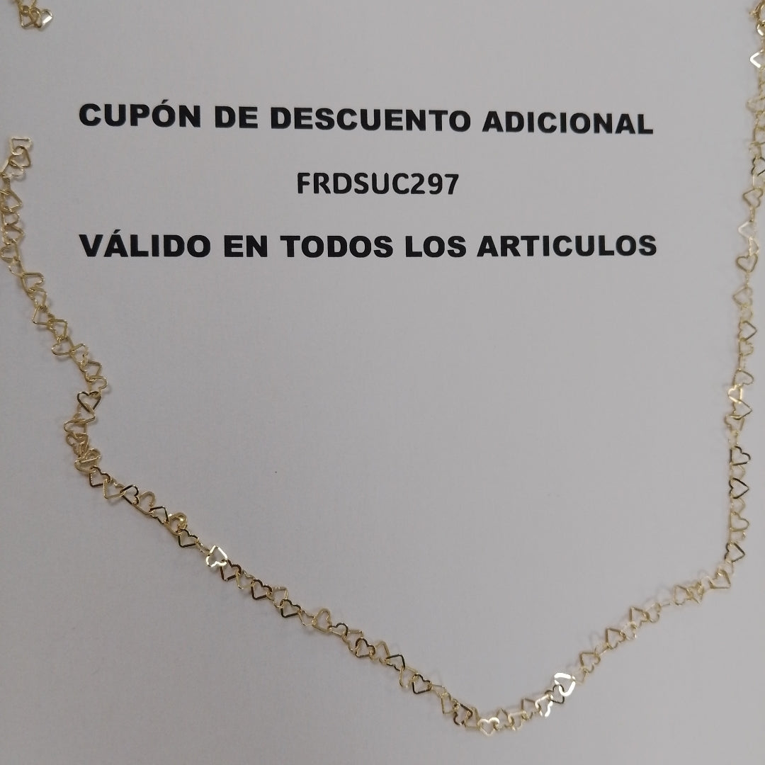 CADENAS TEJIDO CORAZONES ORO 10K 50 CM 2.5 GR (NUEVO)