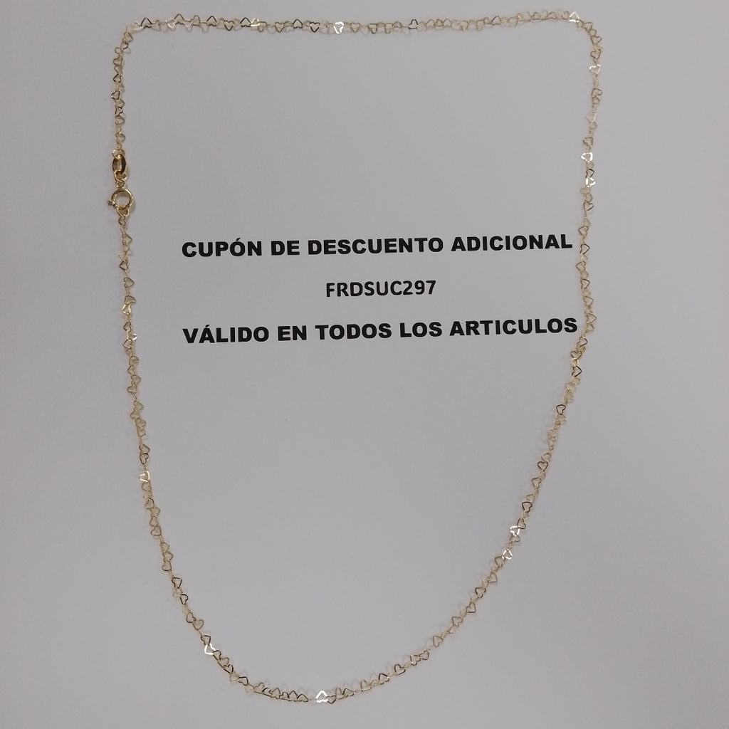 CADENAS TEJIDO CORAZONES ORO 10K 50 CM 1.5 GR (NUEVO)