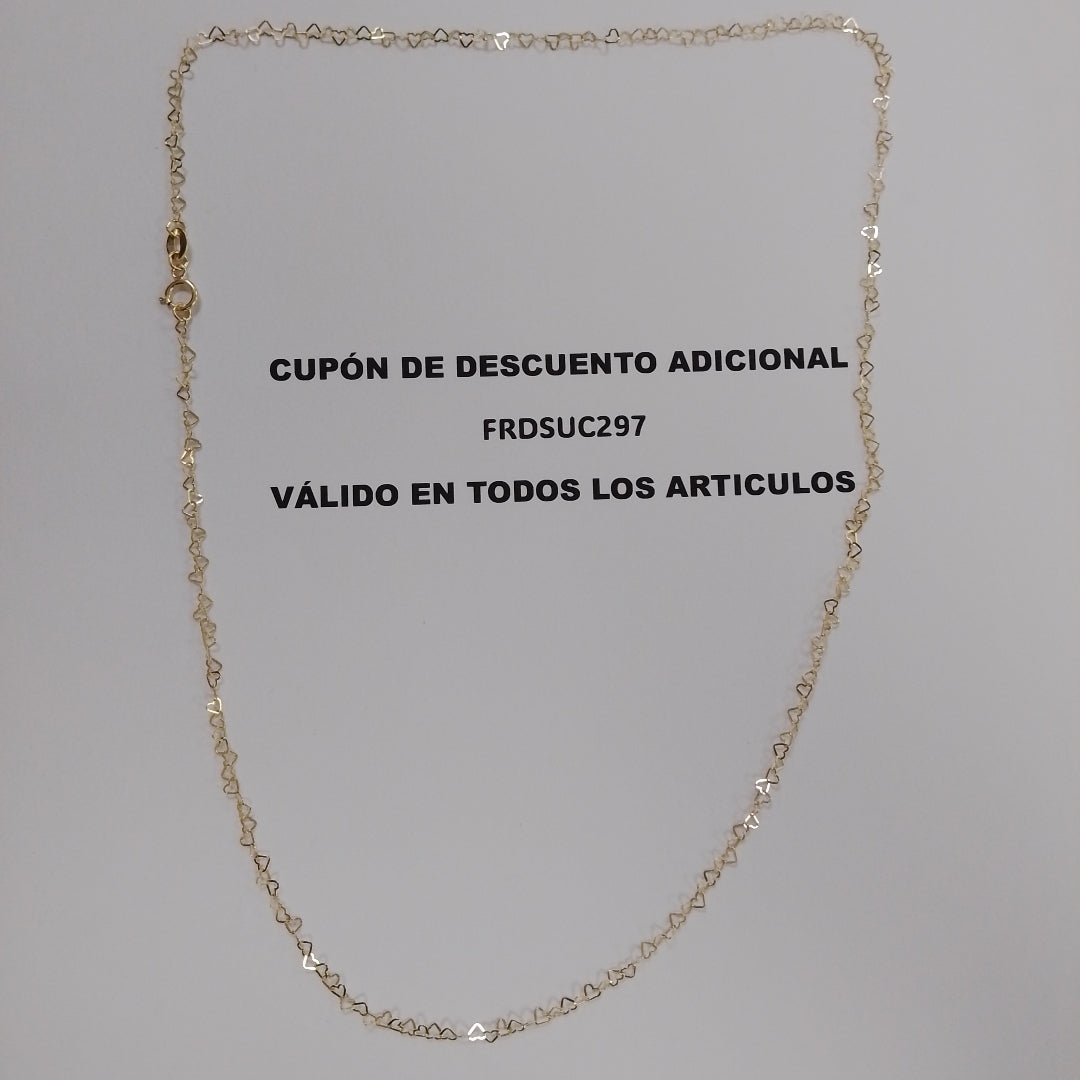 CADENAS TEJIDO CORAZONES ORO 10K 50 CM 1.5 GR (NUEVO)