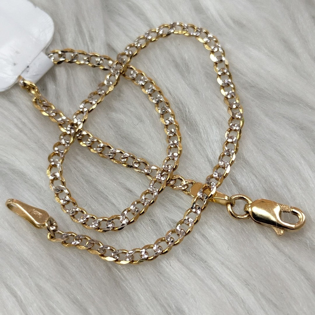 PULSERAS BARBADA DIAMANTADA ORO 14K 18 CM 2.4 GR (NUEVO)