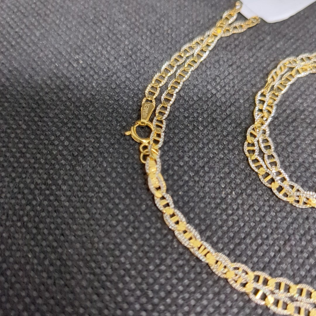 CADENAS TEJIDO GUCHI DIAMANTADO ORO 10K 55 CM 3.9 GR (NUEVO)