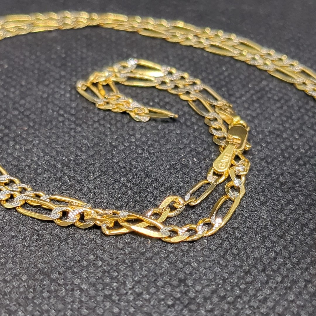 CADENAS TEJIDO 3X1 DIAMANTADO ORO 10K 55 CM 6.4 GR (NUEVO)