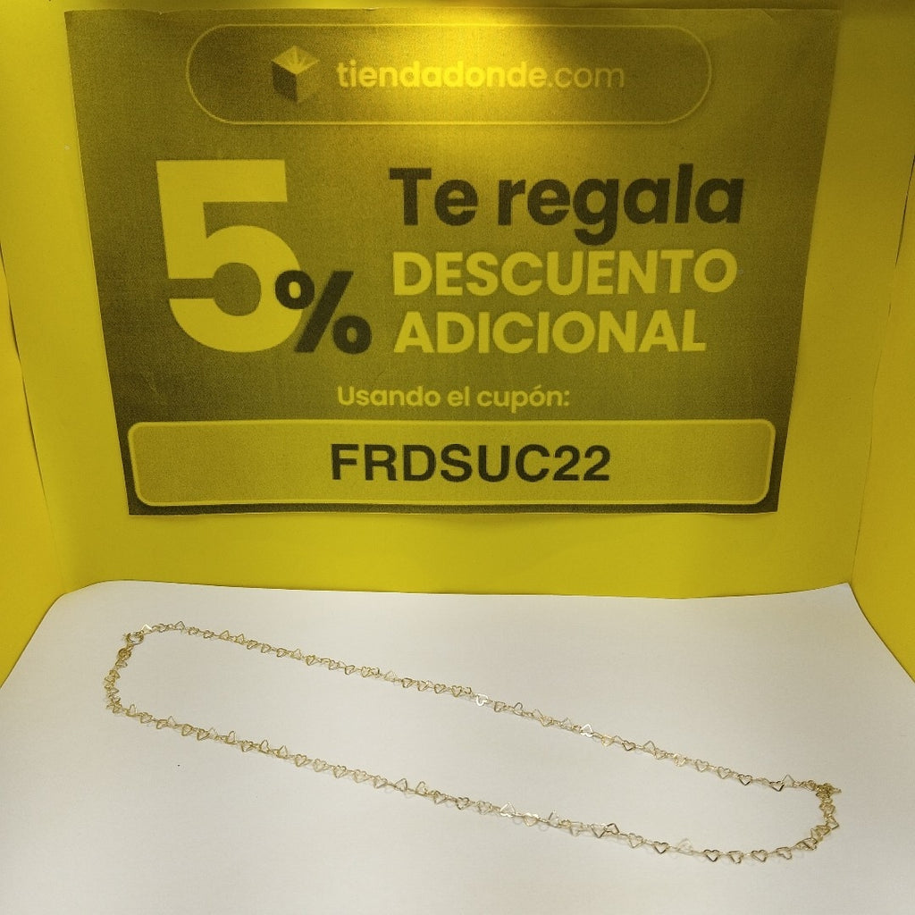 CADENAS TEJIDO CORAZONES ORO 10K 50 CM 2.5 GR (NUEVO)