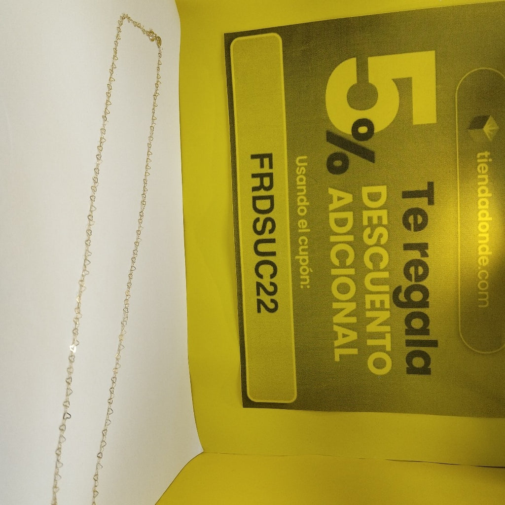 CADENAS TEJIDO CORAZONES ORO 10K 55 CM 1.6 GR (NUEVO)