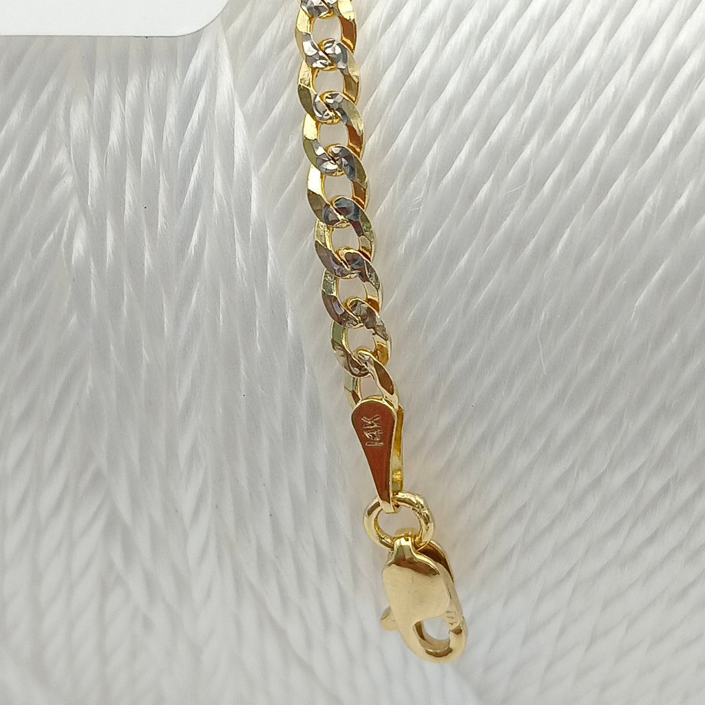 PULSERAS TEJIDO BARBADA DIAMANTADA ORO 14K 18 CM 3.1 GR (NUEVO)