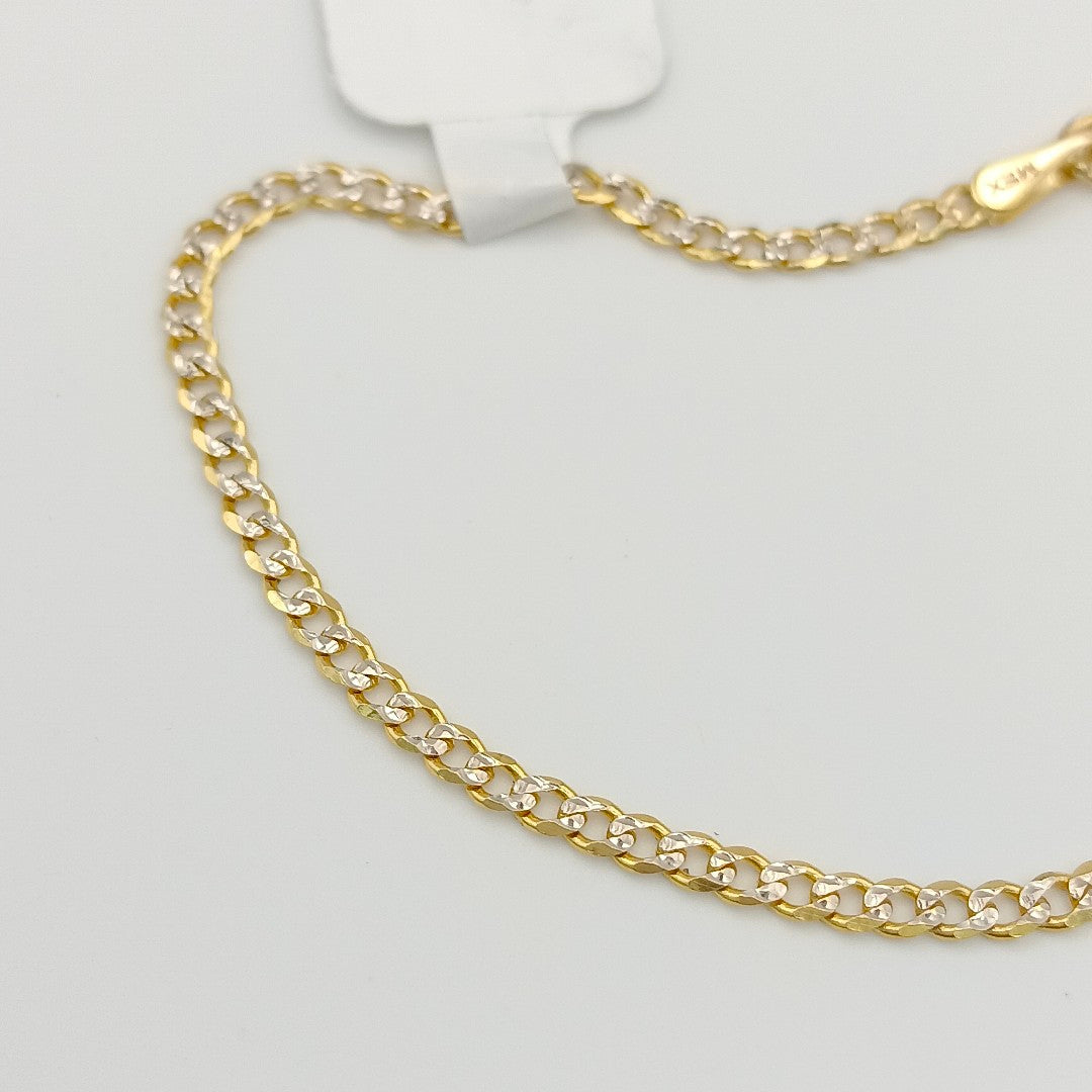 PULSERAS BARBADA DIAMANTADA ORO 14K 18 CM 2.1 GR (NUEVO)