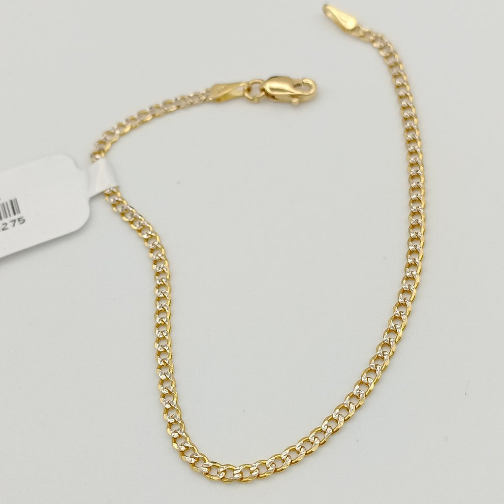 PULSERAS BARBADA DIAMANTADA ORO 14K 18 CM 2.2 GR (NUEVO)