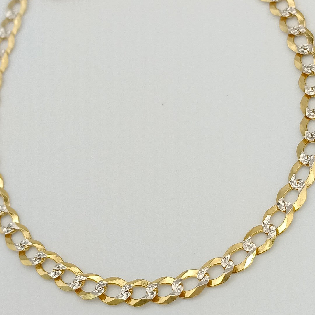 PULSERAS BARBADA DIAMANTADA ORO 14K 21 CM 3.6 GR (NUEVO)