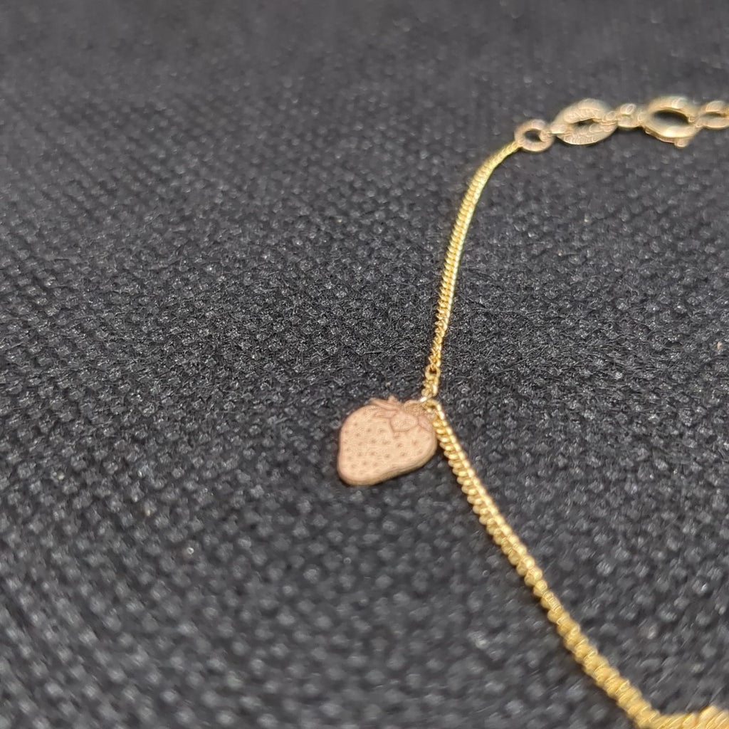 PULSERAS TEJIDO ESPECIAL C/DIJE ORO 10K 18 CM 1.3 GR (NUEVO)