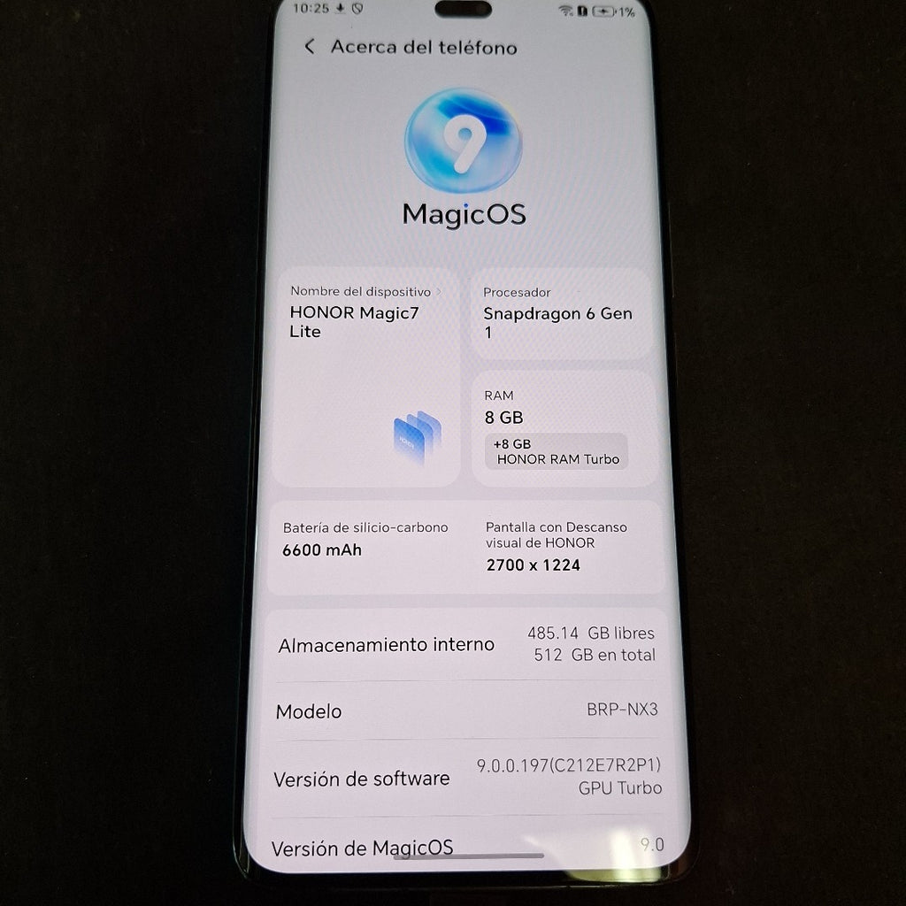 CELULAR HONOR MAGIC 7 LITE BRP-NX3 (2025) 512 GB 8 GB RAM (SEMINUEVO)