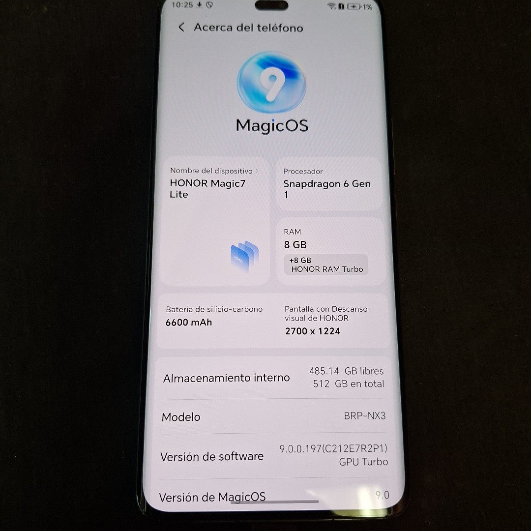 CELULAR HONOR MAGIC 7 LITE BRP-NX3 (2025) 512 GB 8 GB RAM (SEMINUEVO)
