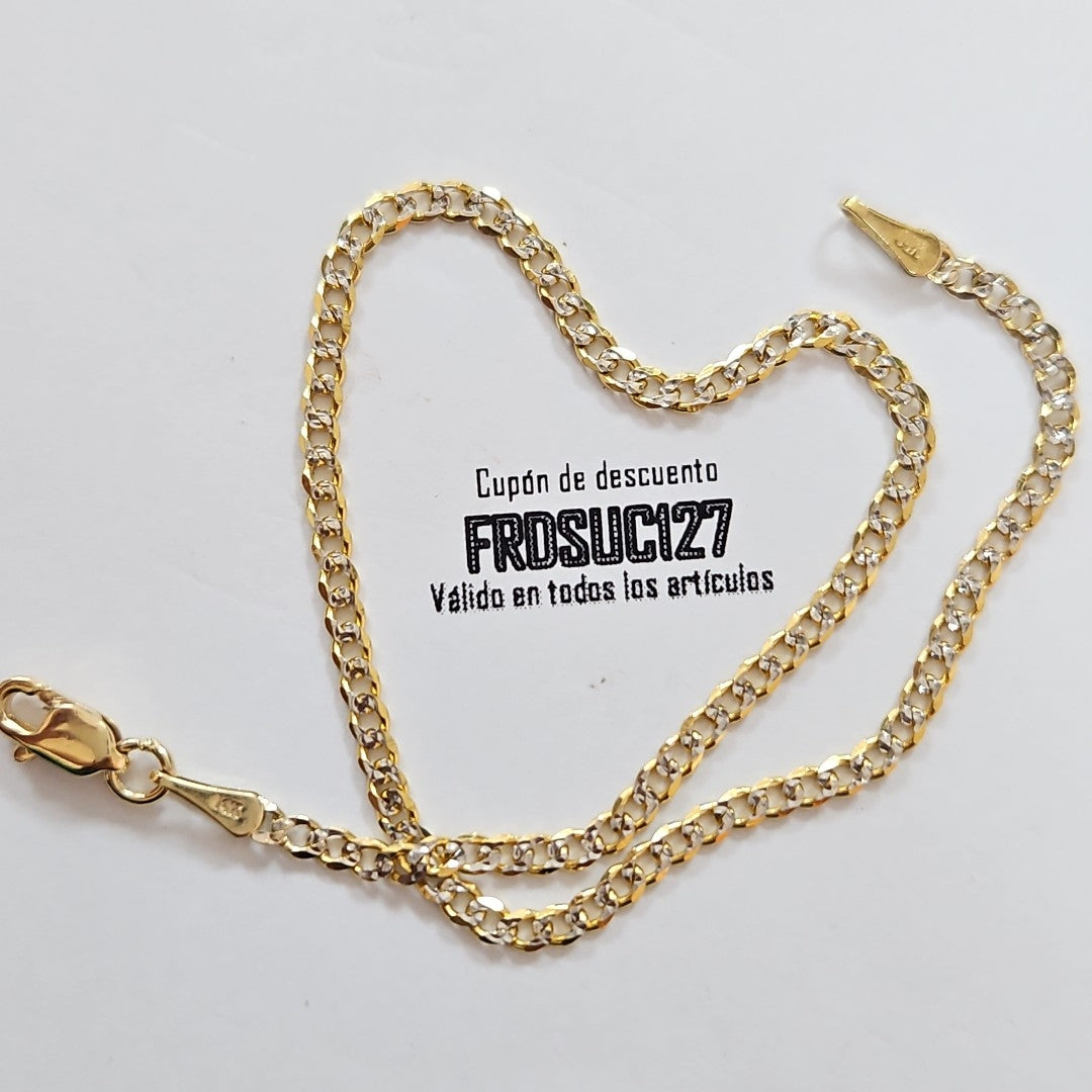 PULSERAS BARBADA DIAMANTADA ORO 14K 18 CM 2.4 GR (NUEVO)