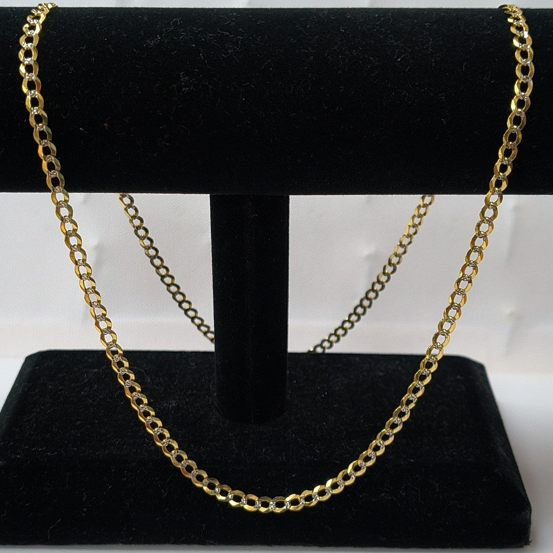 CADENAS BARBADA DIAMANTADA ORO 14K 60 CM 9.5 GR (NUEVO)