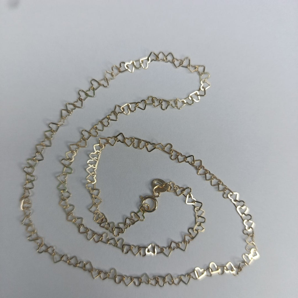 CADENAS TEJIDO CORAZONES ORO 10K 50 CM 2.4 GR (NUEVO)