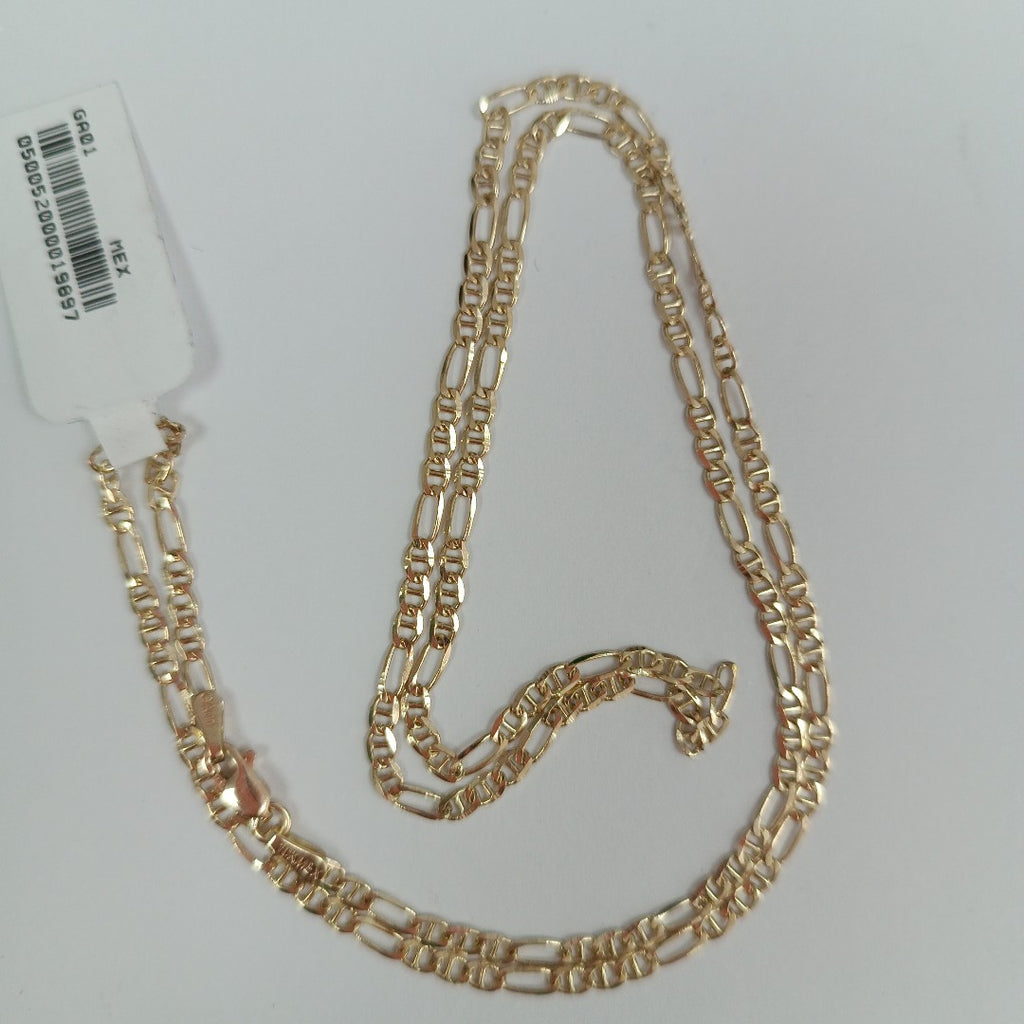 CADENAS TEJIDO FIGARO GUCHI ORO 10K 55 CM 4.9 GR (NUEVO)