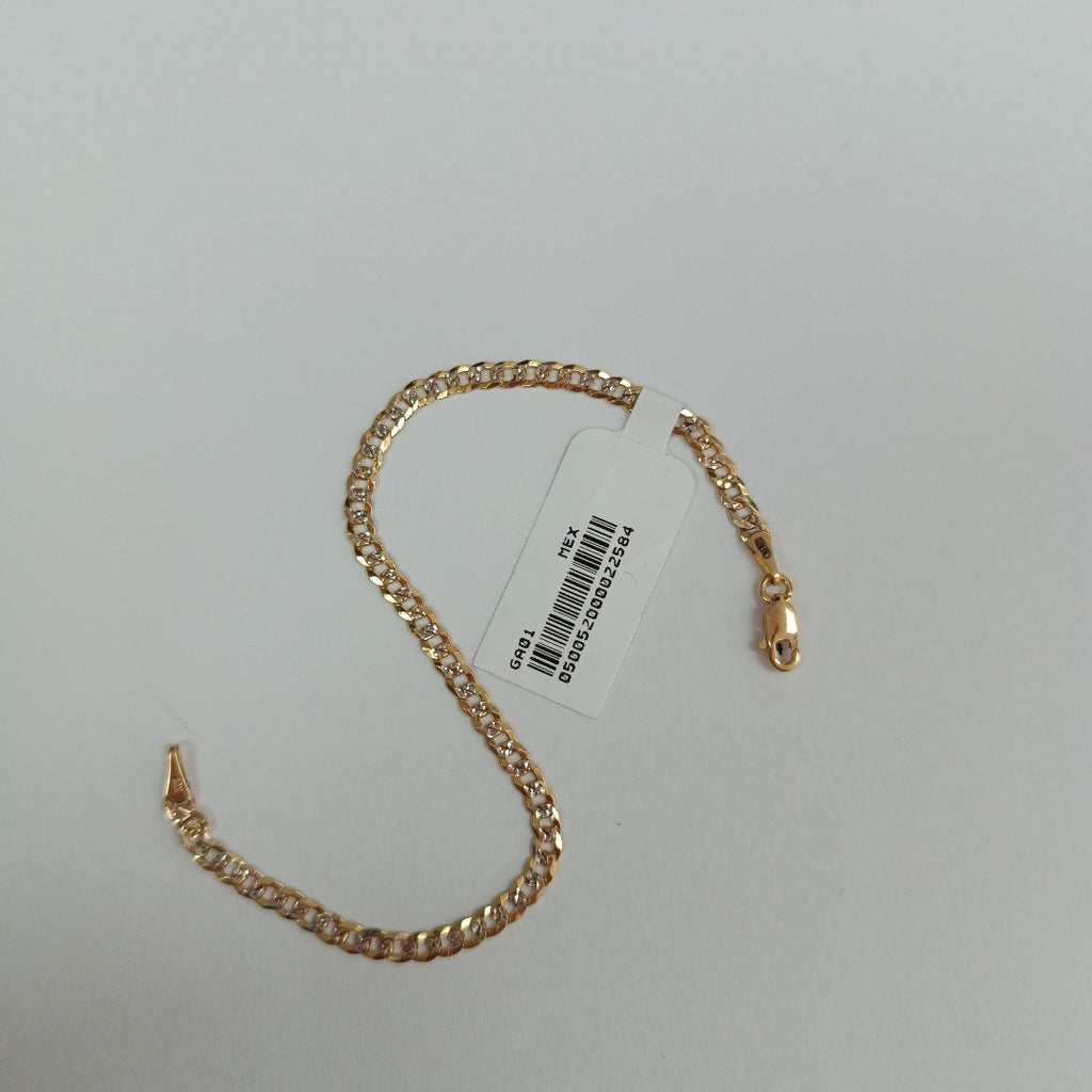 PULSERAS TEJIDO BARBADA DIAMANTADA ORO 14K 18 CM 3.2 GR (NUEVO)