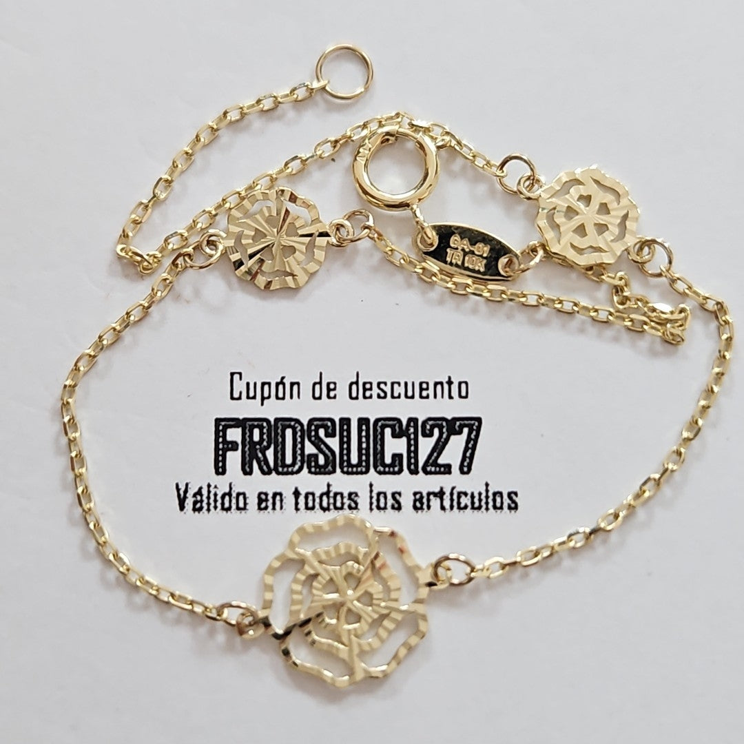PULSERAS TEJIDO ESPECIAL C/DIJE ORO 10K 18 CM 1 GR (NUEVO)