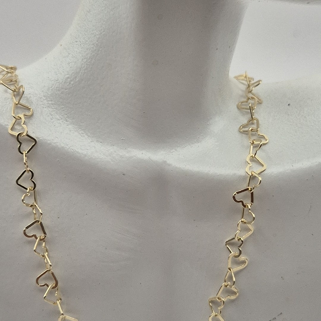 CADENAS TEJIDO CORAZONES ORO 10K 50 CM 2.5 GR (NUEVO)