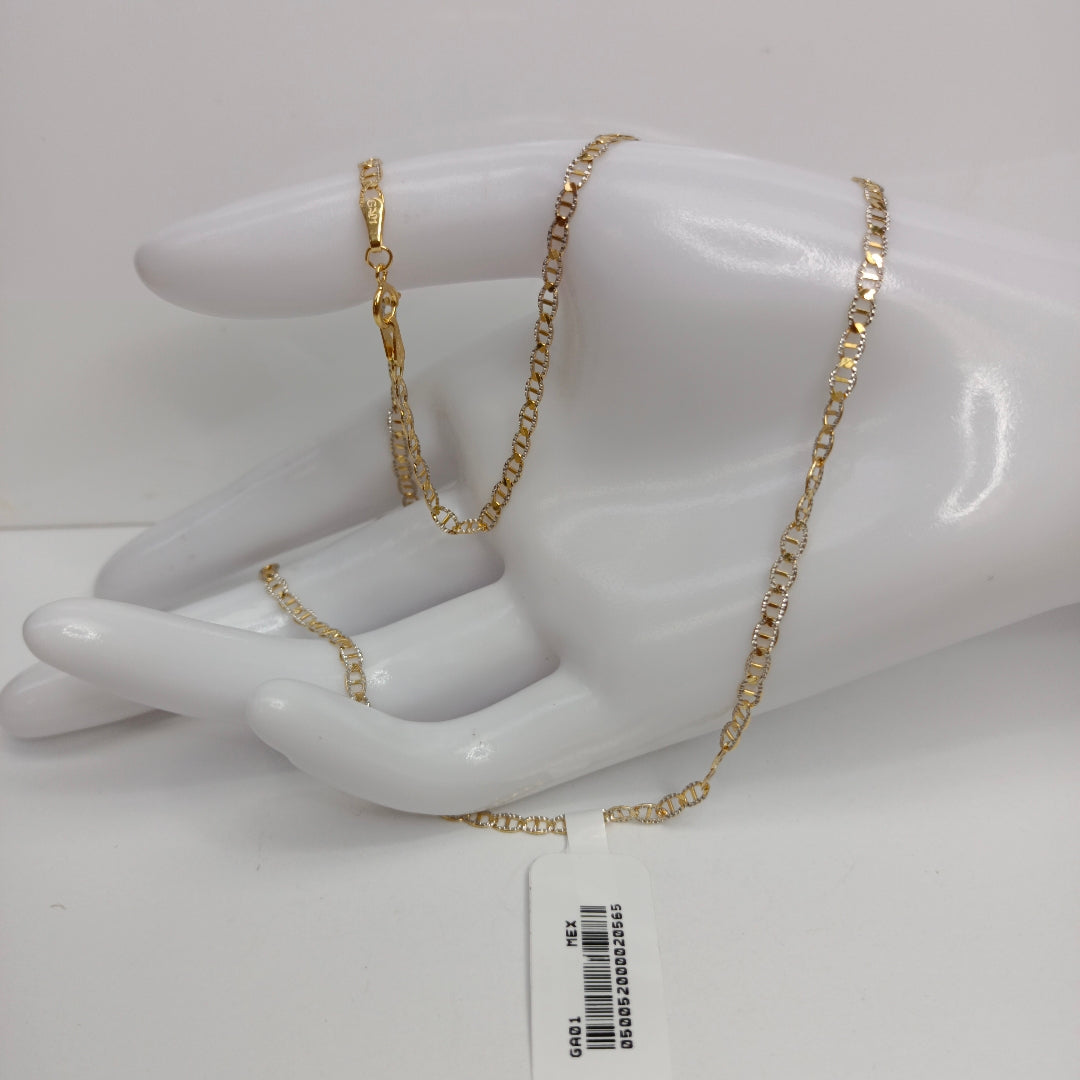 CADENAS TEJIDO GUCHI DIAMANTADO ORO 10K 55 CM 4 GR (NUEVO)
