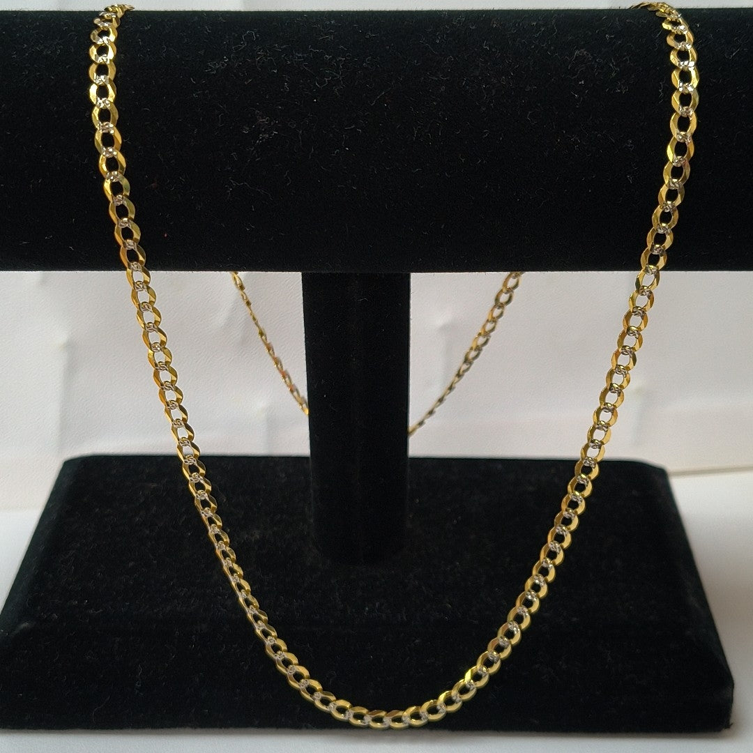 CADENAS BARBADA DIAMANTADA ORO 14K 55 CM 8.9 GR (NUEVO)