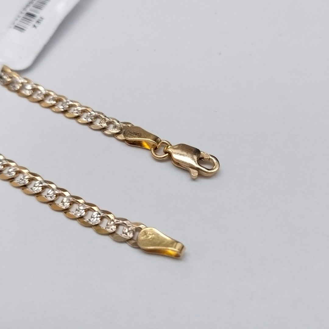 PULSERAS TEJIDO BARBADA DIAMANTADA ORO 14K 21 CM 5.1 GR (NUEVO)