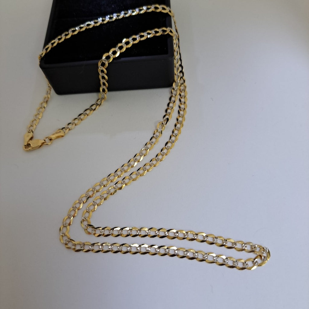 CADENAS BARBADA DIAMANTADA ORO 14K 60 CM 9.6 GR (NUEVO)