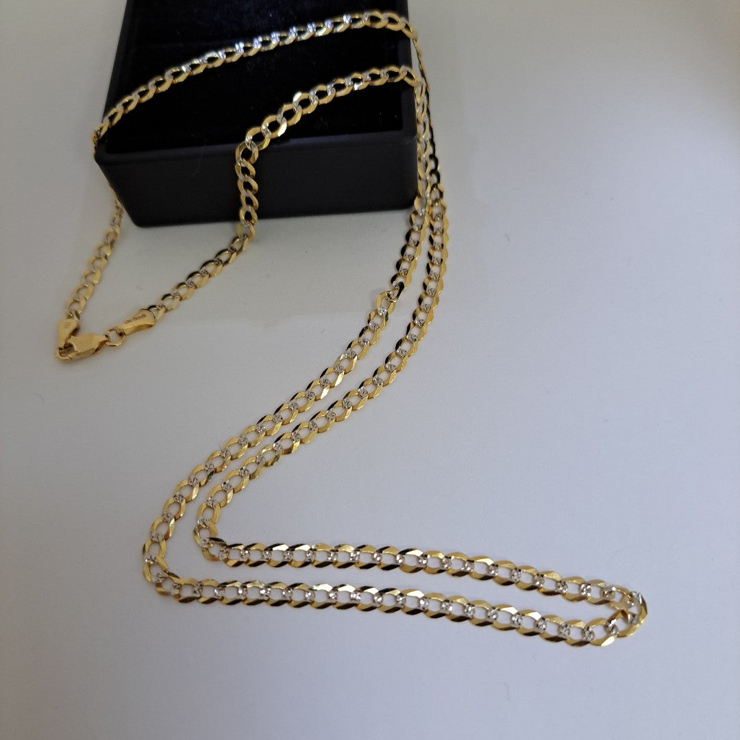 CADENAS BARBADA DIAMANTADA ORO 14K 60 CM 9.6 GR (NUEVO)