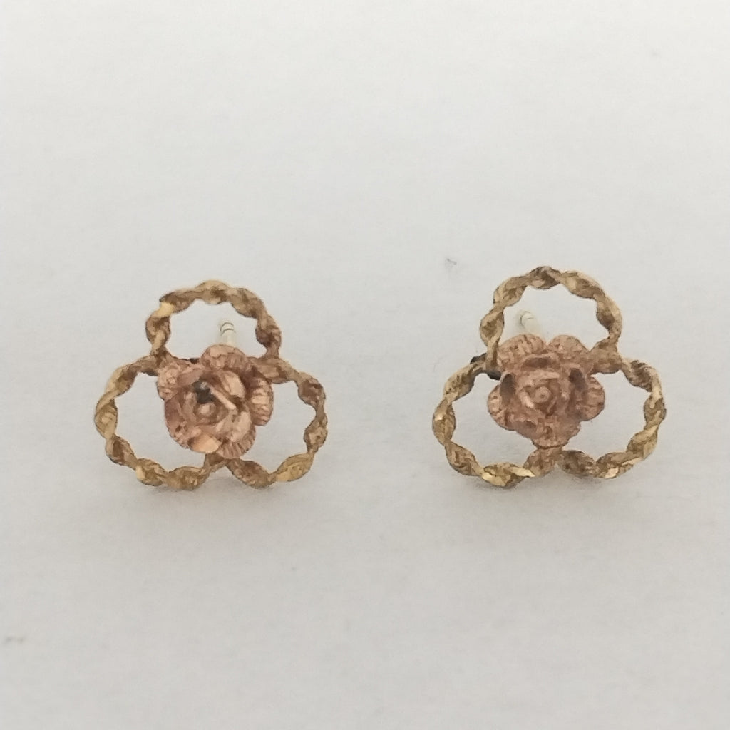 ARETES PAR ORO, ORO COMBINADO 14 K 1.4 GRMS (SEMINUEVO)