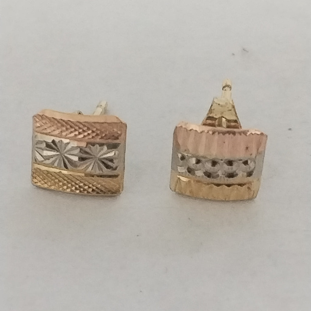 ARETES PAR ORO, ORO COMBINADO 14 K 1.3 GRMS (SEMINUEVO)