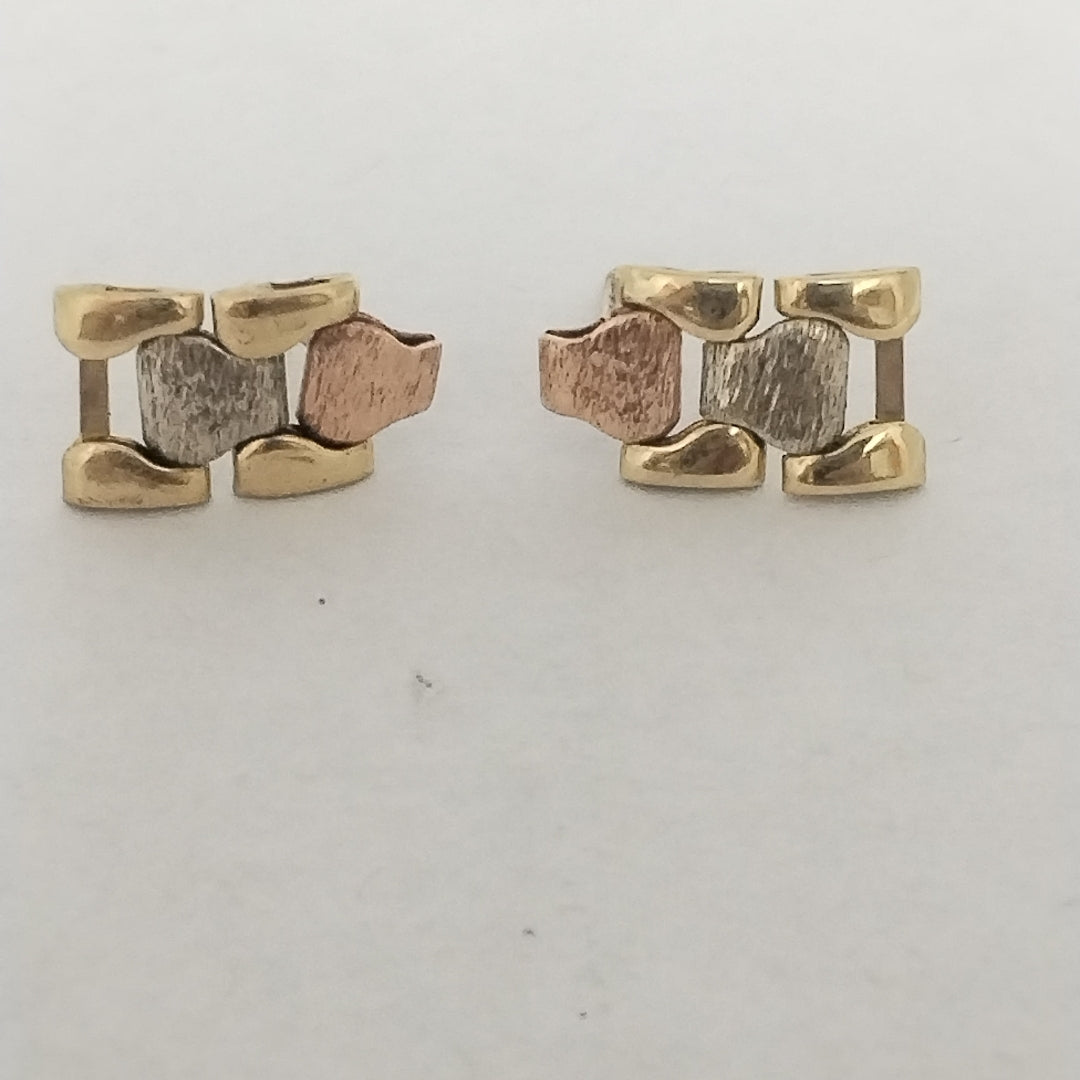 ARETES PAR ORO, ORO COMBINADO 14 K 1.5 GRMS (SEMINUEVO)