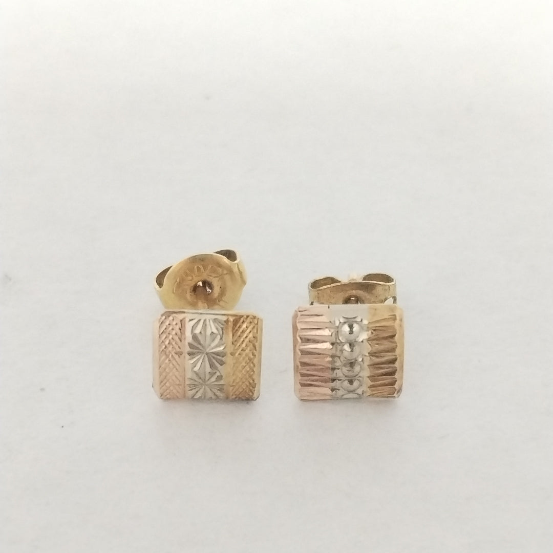 ARETES PAR ORO, ORO COMBINADO 14 K 1.4 GRMS (SEMINUEVO)