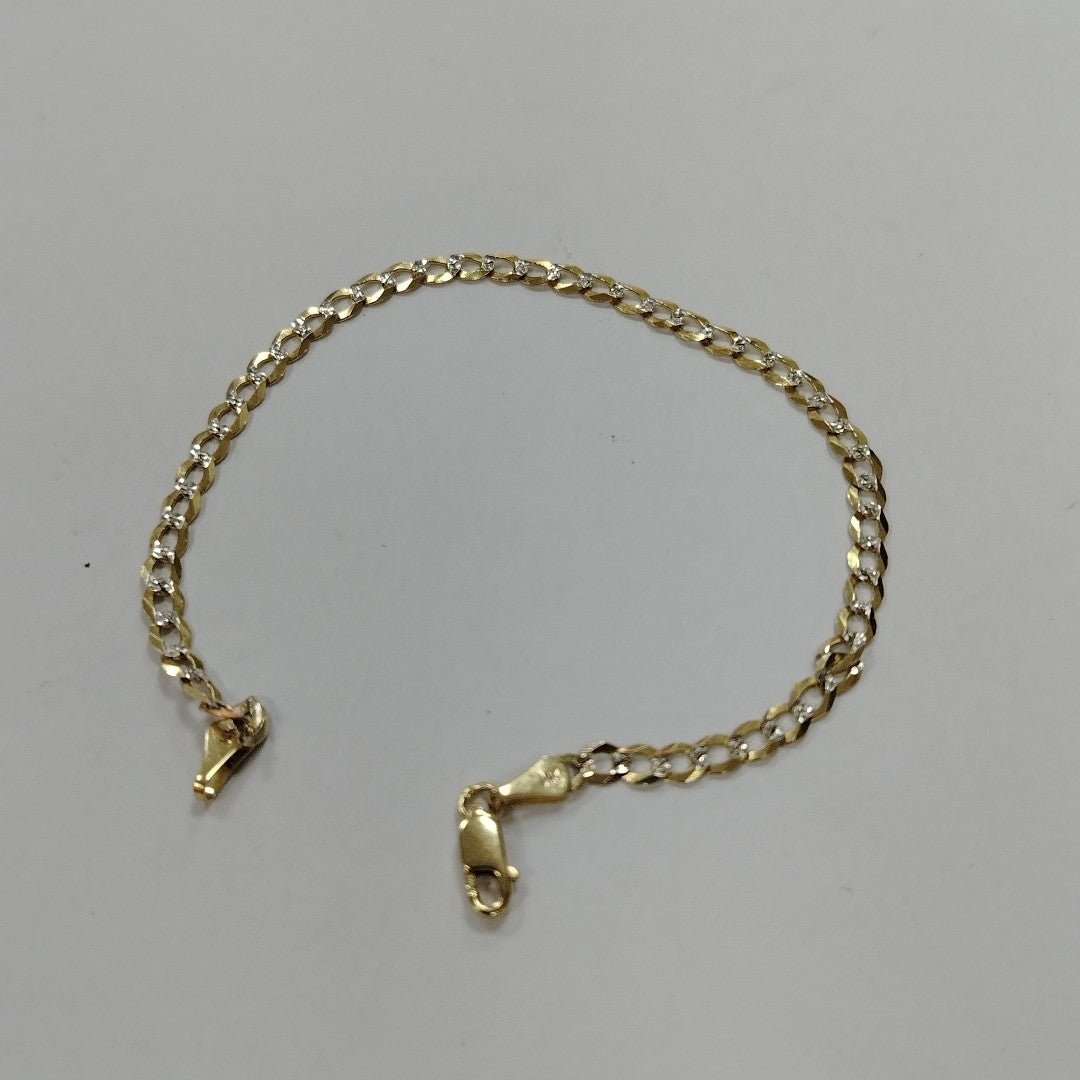 PULSERAS BARBADA DIAMANTADA ORO 14K 21 CM 3.6 GR (NUEVO)
