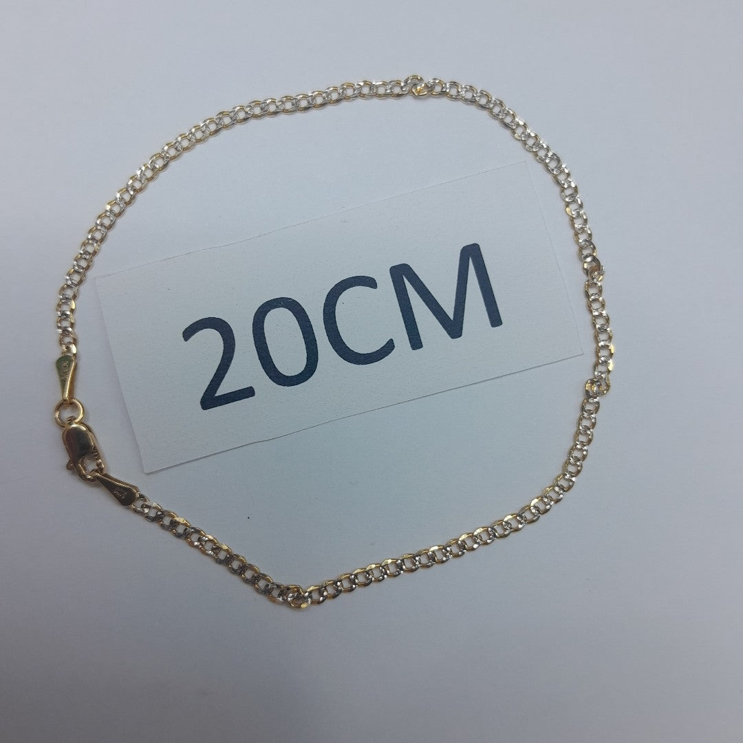 PULSERAS BARBADA DIAMANTADA ORO 14K 18 CM 2.4 GR (NUEVO)