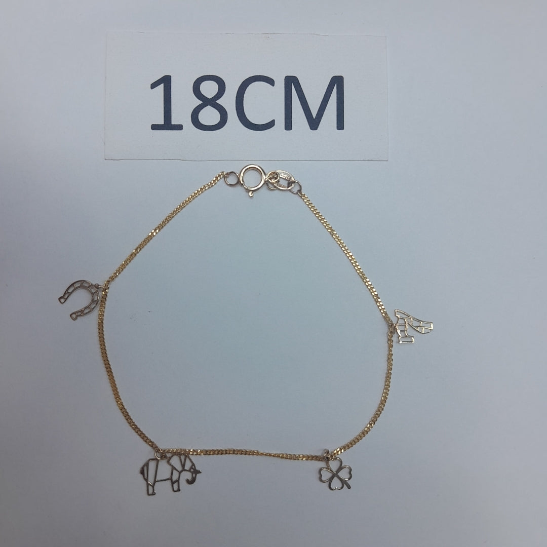PULSERAS TEJIDO ESPECIAL C/DIJE ORO 10K 18 CM 0.9 GR (NUEVO)