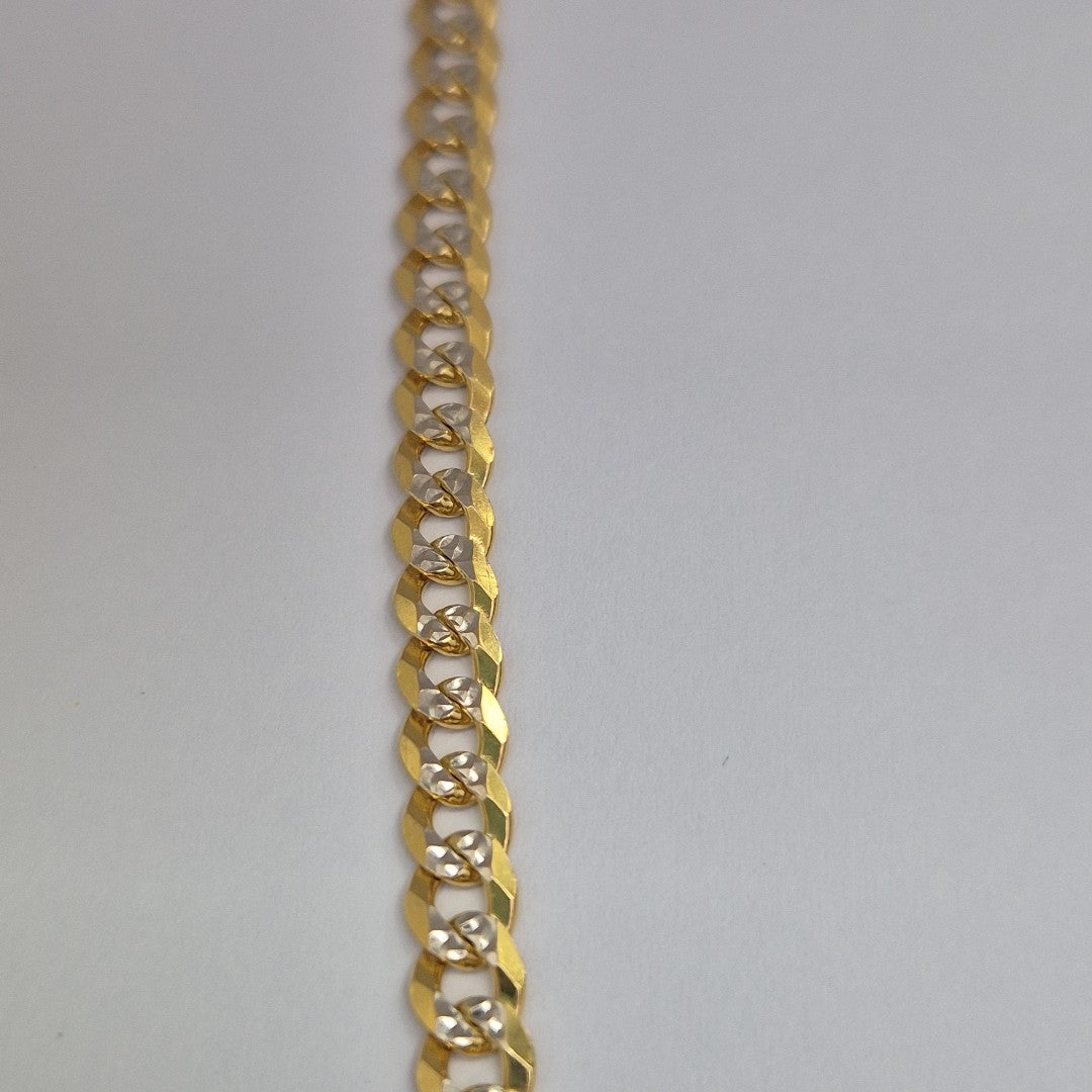 PULSERAS TEJIDO BARBADA DIAMANTADA ORO 14K 18 CM 6.7 GR (NUEVO)